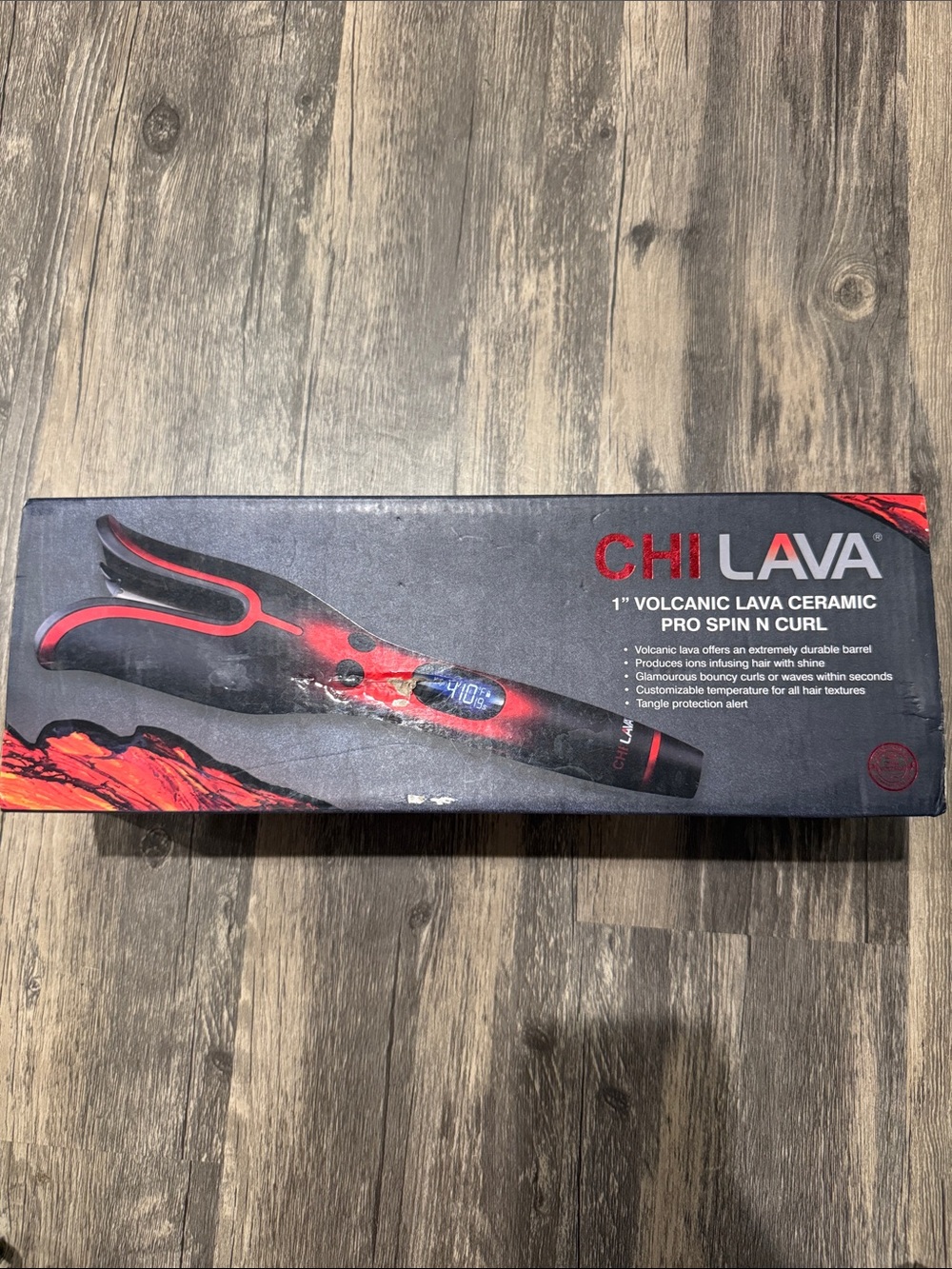 CHI LAVA 1" Volcanic Lava Ceramic Pro Spin N Curl - Black & Red